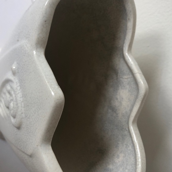 Vintage Fredericksburg Art Pottery Retro Cream Tulip Edge Vase Planter 8"x 5" - Picture 7 of 8